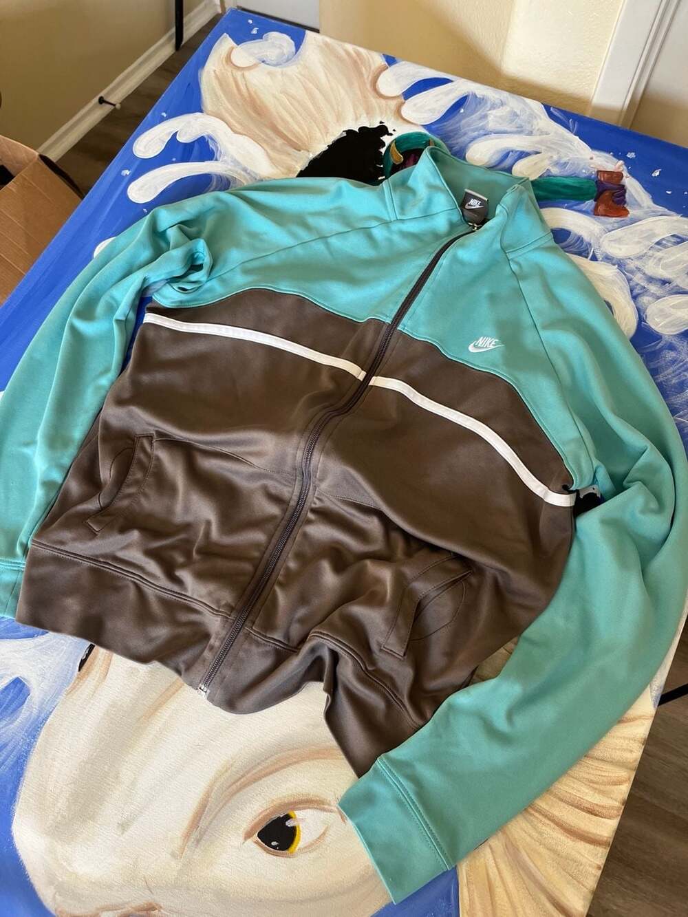 Nike Sportswear Full-Zip Track Jacket Teal and Brown Size XL